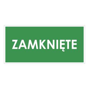 ZAMKNIĘTE, zielony - płyta PVC 1 mm 190x90 mm