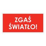 ZGAŚ ŚWIATŁO!, płyta PVC 1 mm 190x90 mm